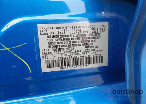 2024 Nissan Sentra Sv Xtronic Cvt из США, поврежденный, VIN 3N1AB8CV0RY329789